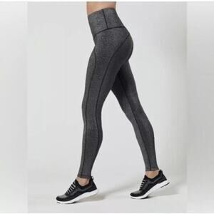 Nylora Gunmetal Metallic Grey Sparkle Leggings High Rise Womens Size XS